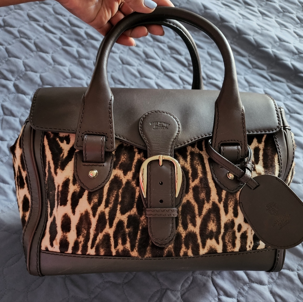 Gucci Boston heritage medium bag,Pony hair ,Leopard print leather condition 8/10